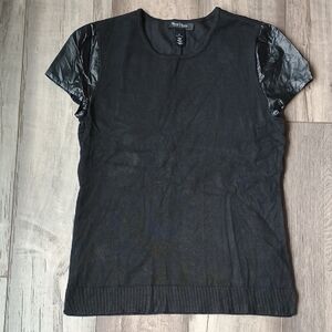 White House Black Market Black Satin Sleeve Tee